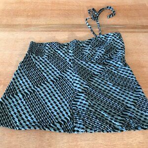 Kamohoalii Halter Top Women L Black Geometric Sleeveless Stretch Hawaiian 16526